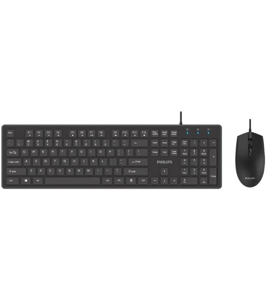 Комплект клавиатура+мышь Philips SPT6264 проводной, USB, 1200 DPI, чёрный