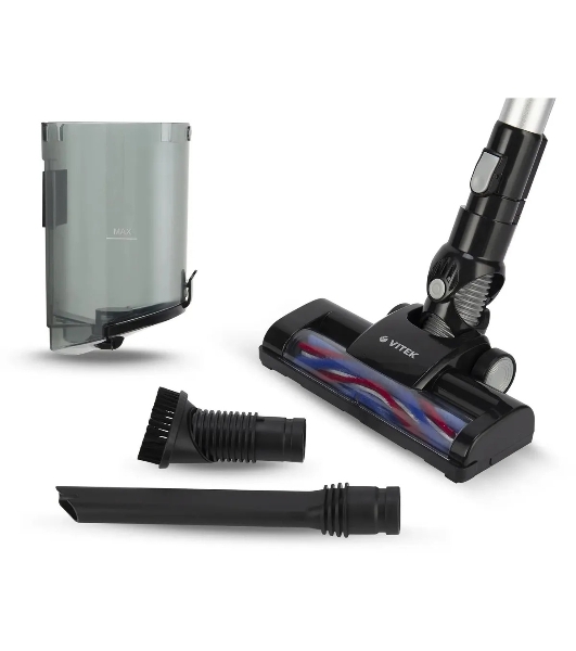 Пылесос вертикальный Vitek Midnight VT-1832 черный/серебристый, питание от аккумулятора, 120 Вт, уборка сухая, пылесборник 0.4 л, работа от АКБ max 35 мин