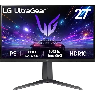 Монитор 27' LG UltraGear 27GS65F-B IPS 1920x1080, 180 Гц, 1 мс, 16:9, 400 кд/м2, 1xHDMI, 1хDP, 1x3.5 мм, черный