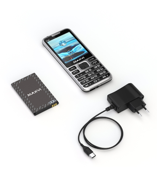 Мобильный телефон Maxvi X10i серебристый металлик