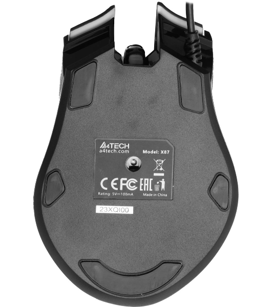 Мышь проводная A4Tech X87 черный, 2400 dpi, USB, кнопки - 8