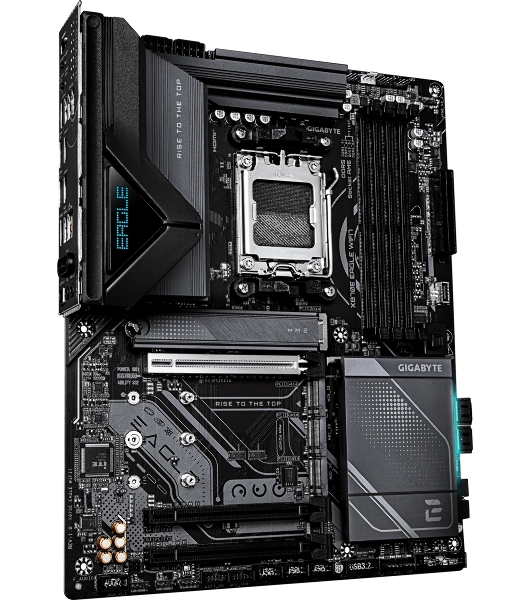 Материнская плата Gigabyte X870E EAGLE X3D WIFI7, AM5, AMD X870E, 4xDDR5, 4xSATA, 4xM.2, 1xPCIe 5.0 x16, 1xPCIe 4.0 x16, 1xPCIe 3.0 x16, 1xHDMI, 1x5Gb LAN, Wi-Fi 7, Bluetooth 5.4, 2xUSB-C 40Gbps (USB4), 1xUSB-C 10Gbps, 4xUSB-A 10Gbps, 4xUSB-A 5Gbps, 3x3.5 мм + S/PDIF оптический, 7.1, чёрный, с подсветкой, ATX