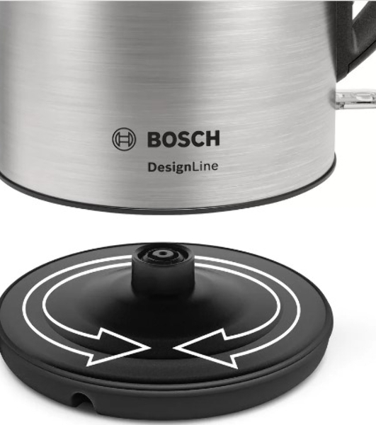 Электрочайник Bosch TWK3P420 черный, 1.7 л, 2400 Вт, скрытый нагревательный элемент
