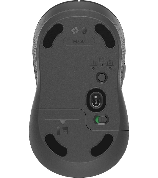 Мышь беспроводная Logitech M750 графитовый, 4000 dpi, радиоканал, Bluetooth, USB, кнопки - 5