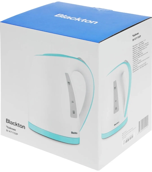 Электрочайник Blackton Bt KT1702P белый/зеленый, 1.7 л, 2200 Вт, скрытый нагревательный элемент