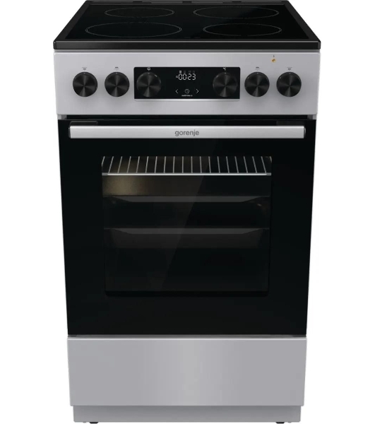 Плита электрическая Gorenje GEC5C41SG серый, конфорок 4 электрических, духовка 70 л, 50 см x 85 см x 59.4 см (без крышки)