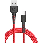 Кабель Defender F181, USB 2.0 (AM) - microUSB 2.0 (BM), 1 м, 2.4А, нейлоновая оплетка, красный., фото3