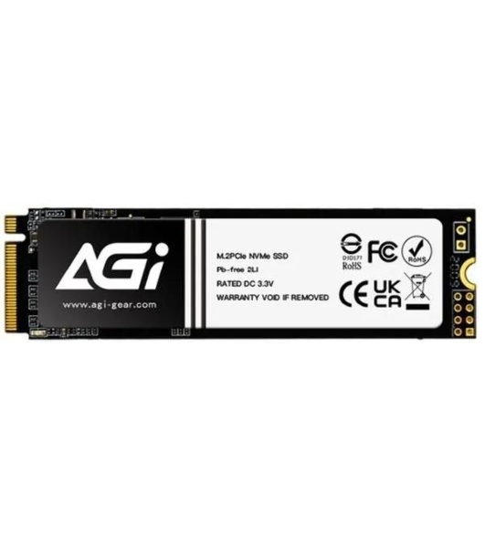 Накопитель SSD AGI AI828, 2Tb, PCIe 4.0 x4, M.2 2280, NVMe, R/W 7400/6700