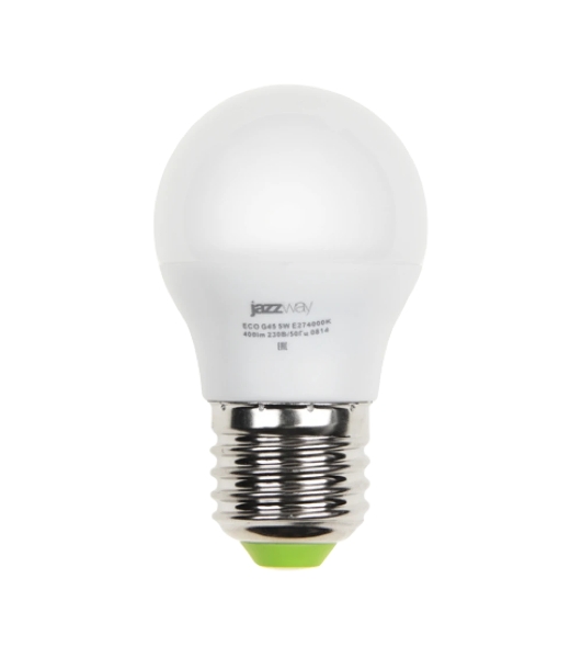 Лампа светодиодная JazzWay PLED-ECO-G45 5Вт шар 3000К теплый белый E27 400лм 220-240В