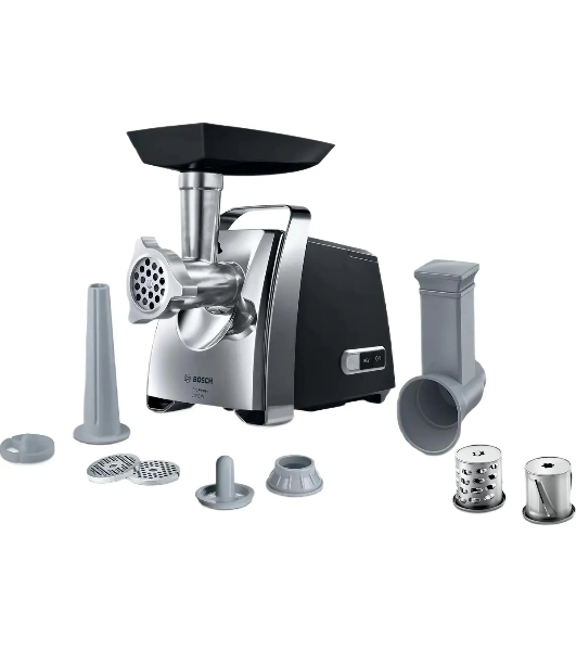 Мясорубка электрическая Bosch MFW67440 черный, 2000 Вт, 3.5 кг/мин, реверс, защита от перегрузки, насадки - 4