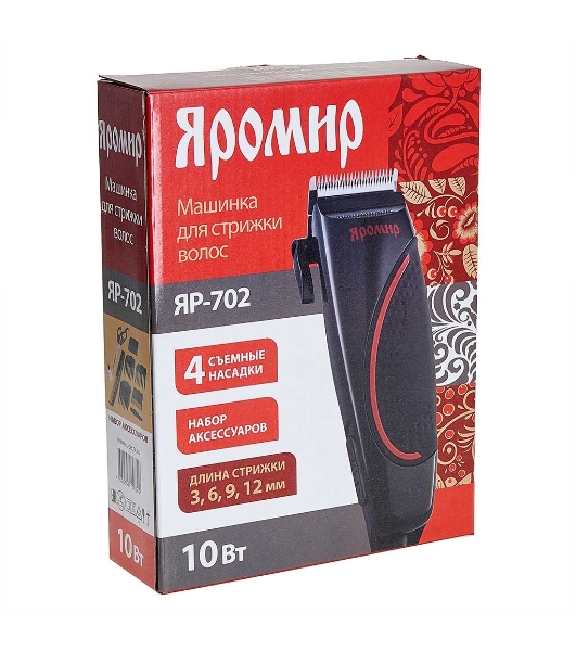 Машинка для стрижки волос ЯРОМИР ЯР-702 черный с красным