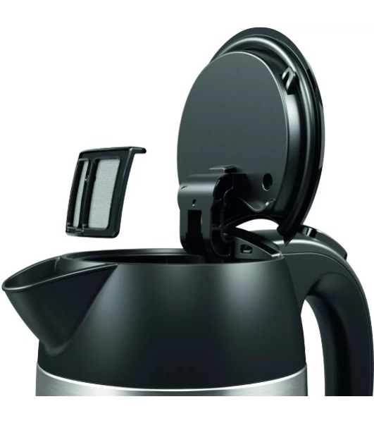 Электрочайник Bosch TWK3P420 черный, 1.7 л, 2400 Вт, скрытый нагревательный элемент