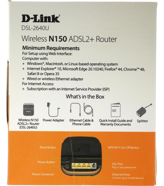 Роутер беспроводной D-Link DSL-2640U/R1A ADSL2+ черный ANNEX А