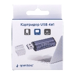 Кард-ридер Gembird FD2-MSD-5/серый/TF/Micro-SD/Micro-SDHC/Micro-SDXC/SD/MS/M2/USB 2.0/алюминий, фото3