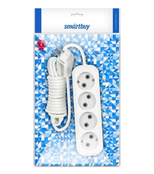 Удлинитель бытовой Smartbuy (SBE-10-4-05-N) 4 гнз х 5,0 м (10А/2.2кВт, ПВС 2х1.0)