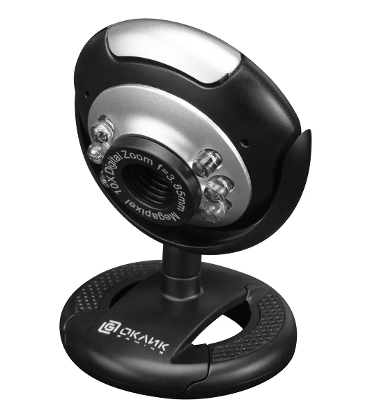 Веб-камера OKLICK OK-C8825 640x480, 30 кадр/с, USB Type-A, микрофон, черный/белый