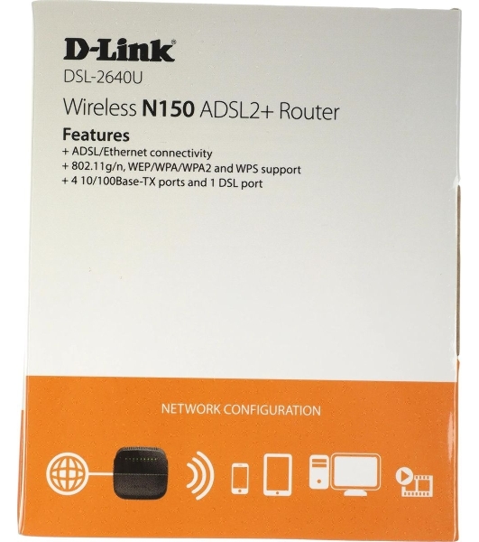 Роутер беспроводной D-Link DSL-2640U/R1A ADSL2+ черный ANNEX А