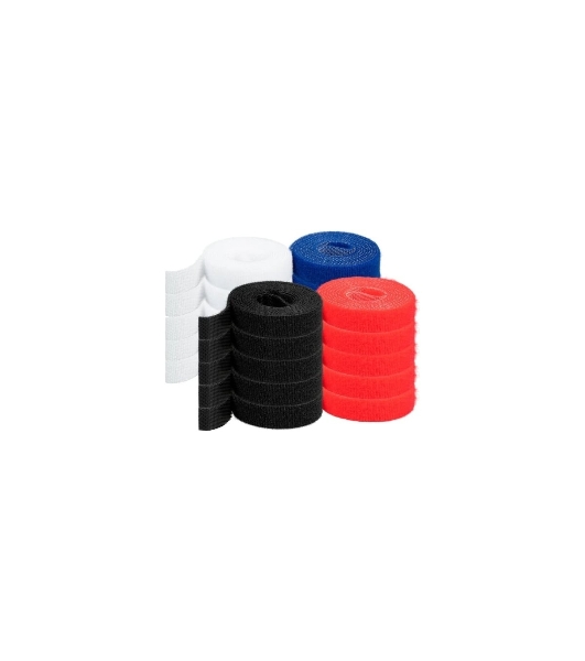 Рулон липучки Filum FL-CTR-15-1-RGB-20 ширина 15 мм, длина 1 м (комплект: 20 рул., по 5 рул. каждого цвета: синий, белый, красный, черный)