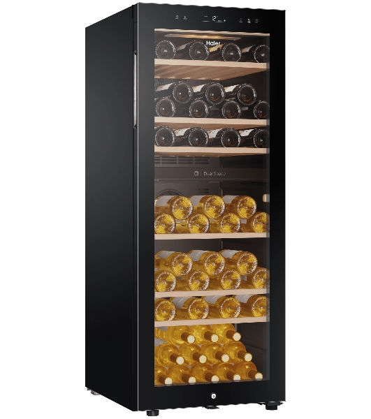 Винный шкаф Haier FWC77GDAE1 черный, 190 л, 2 отсека, 77 бут., класс A