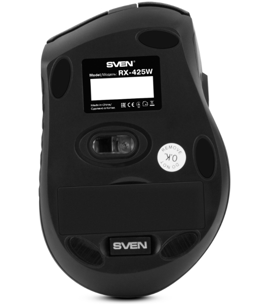 Мышь беспроводная SVEN RX-425W черный, 1600 dpi, радиоканал, USB, кнопки - 6