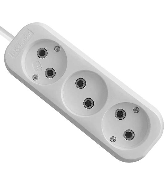 Удлинитель Defender (99276) B230 - 3 роз х 2 м, белый
