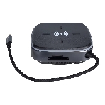 Многофункциональная док-станция Intrend ITACS-9W Type-C с беспроводной зарядкой 3 встроенных высокоскоростных USB 3.0, встроенный высокоскоростной TF и SD карт ридер, разъем RJ-45 для подключения к локальной сети HDMI 4K/30Hz, 60W Power Delivery порт,, фото2