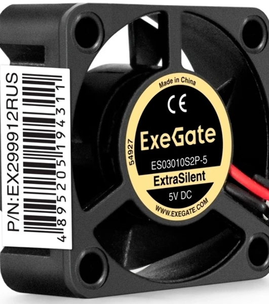 Вентилятор корпусной ExeGate ExtraSilent ES03010S2P-5, 30 мм, 8000 об/мин, 18 дБ, 2-pin, без подсветки
