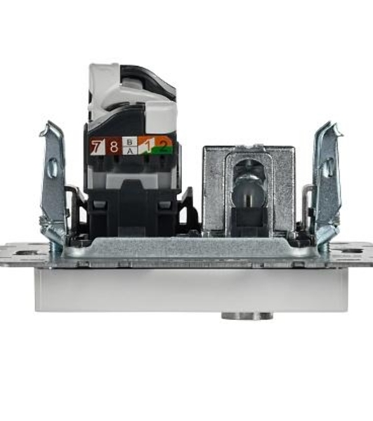Розетка телевизионная двойная IEK BRITE BR-AK20-1-K01 TV+RJ45 кат.5E РТВ/РК12-БрБ белый