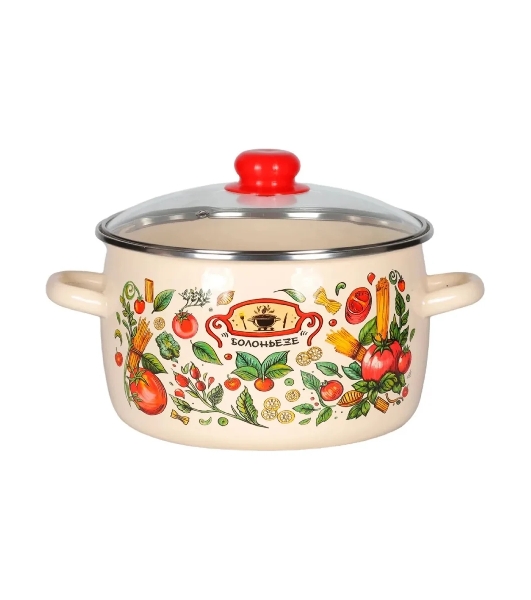 Кастрюля Appetite 1RC201S Болоньезе с крышкой, эмалированная сталь, сфер. 4 л