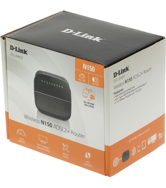 Роутер беспроводной D-Link DSL-2640U/R1A ADSL2+ черный ANNEX А