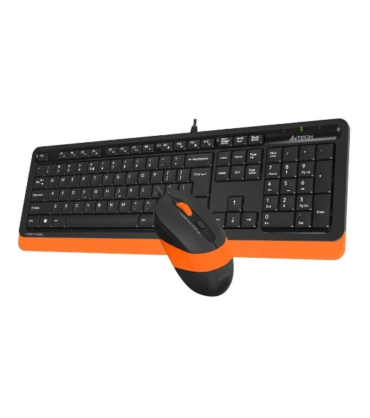 Комплект клавиатура+мышь A4Tech FStyler F1010 проводной, USB, 1600 DPI, чёрный/оранжевый