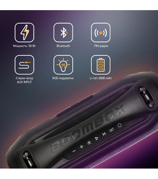 Колонка портативная Digma D-PS1530 черный/черный 50W 2.1 BT 10м 3000mAh