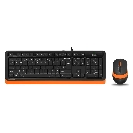 Комплект клавиатура+мышь A4Tech FStyler F1010 проводной, USB, 1600 DPI, чёрный/оранжевый, фото 1