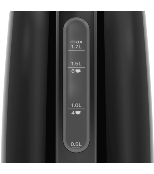 Электрочайник Bosch TWK3P423 черный, 1.7 л, 2400 Вт, скрытый нагревательный элемент