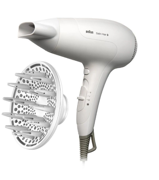 Фен Braun HD385 Satin Hair 3 белый, 2000 Вт, ионизация