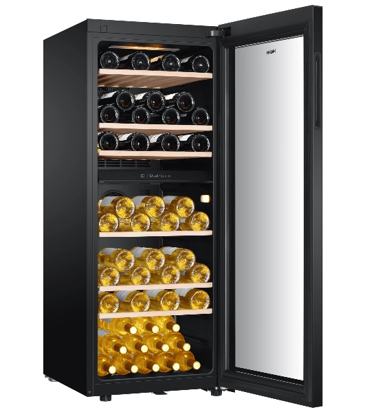 Винный шкаф Haier FWC77GDAE1 черный, 190 л, 2 отсека, 77 бут., класс A