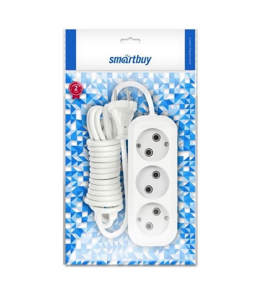 Удлинитель бытовой Smartbuy (SBE-10-3-1.5-N) 3 гнз х 1,5 м (10А/2.2 кВт, ПВС 2х1.0)