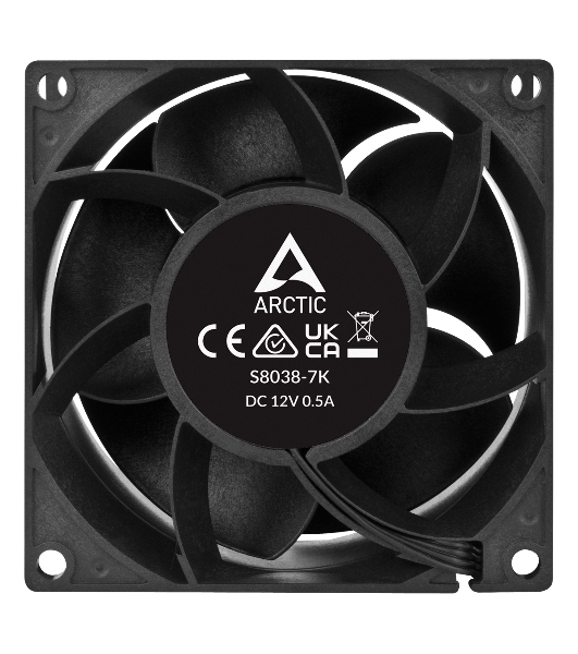 Вентилятор для корпуса Arctic S8038-7K черный, 80 мм, 7000 об/мин, 22.5 дБ, 4 pin