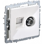 Розетка телевизионная двойная IEK BRITE BR-AK20-1-K01 TV+RJ45 кат.5E РТВ/РК12-БрБ белый, фото 1