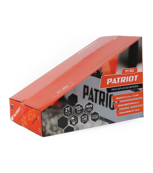 Пила цепная бензиновая Patriot PT 452, 3,4л.с., шина 16', Easy Start