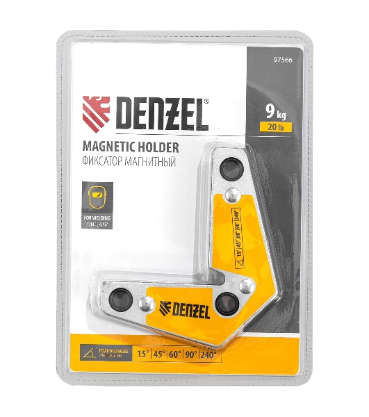 Фиксатор магнитный Denzel для сварочных работ усилие 20 LB, 30х45х60х75х90х135 град.