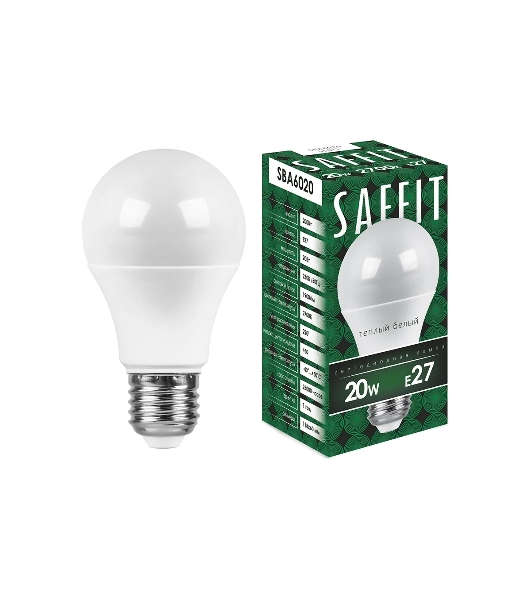 Лампа светодиодная SAFFIT SBA6020 (55013) 20Вт Е27 теплый