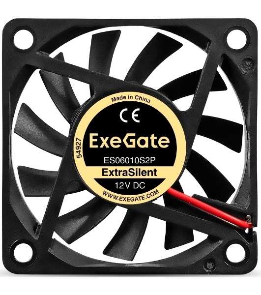 Вентилятор корпусной ExeGate ExtraSilent ES06010S2P, 60 мм, 2000 об/мин, 16 дБ, 2-pin, без подсветки