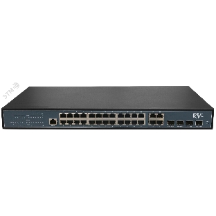 Коммутатор управляемый PoE 24 порта 10/100/1000 Мб/с, 4хSFP, 370 Вт RVi-1NSM24G-4C