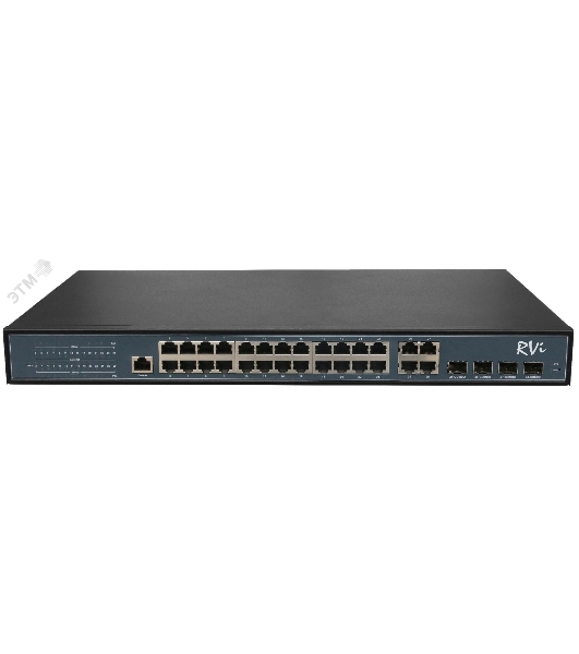 Коммутатор управляемый PoE 24 порта 10/100/1000 Мб/с, 4хSFP, 370 Вт RVi-1NSM24G-4C