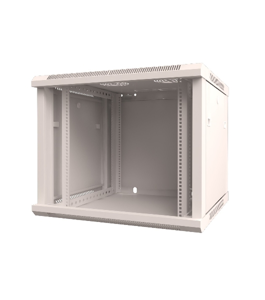 Настенный шкаф Rexant RAL 9005 19' 9U 600×450×501 (ШxГxВ), дверь стекло, металлическая задняя стенка, боковые съемные стенки