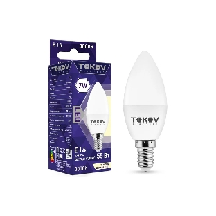 Лампа светодиодная TOKOV ELECTRIC 7Вт С37 3000К Е14 176-264В