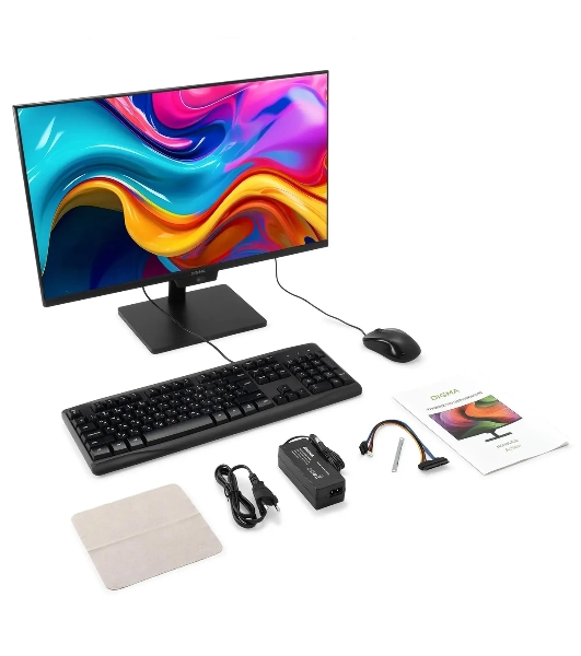 Моноблок Digma Action 23.8' Full HD N95 (1.7) 8Gb SSD 256Gb UHDG CR Windows 11 Pro GbitEth WiFi BT 60W клавиатура мышь Cam черный 1920x1080