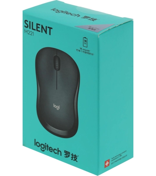 Мышь беспроводная Logitech M221 голубой, 1000 dpi, радиоканал, USB, кнопки - 3