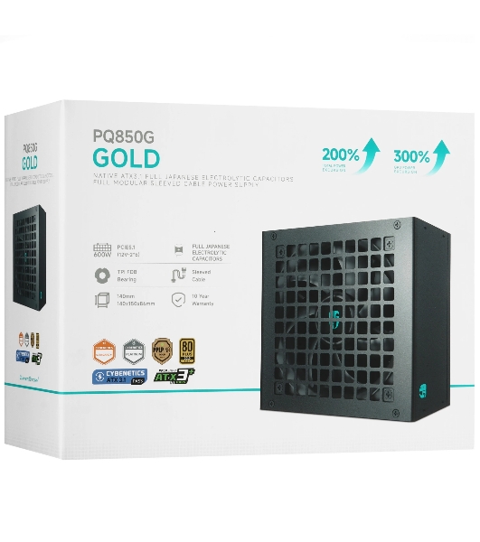 Блок питания Deepcool/GamerStorm PQ850G (ATX 3.1, 850W, Full Cable Management, PWM 120мм fan, 80 PLUS GOLD, Active PFC + Half Bridge + DC/DC, Full Japanese Capasitors, Gen5 PCIe) RET